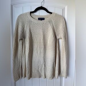 Jones New York Cream Cable-Knit Crewneck Sweater